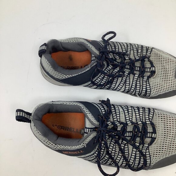 Merrell men\'s hiking trail shoes 9.5 43 grey navy blue lace up main image 7